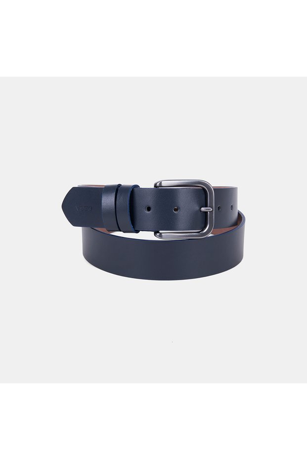 Men's Navy Blue Classic Metal Buckle Sports Leather Belt