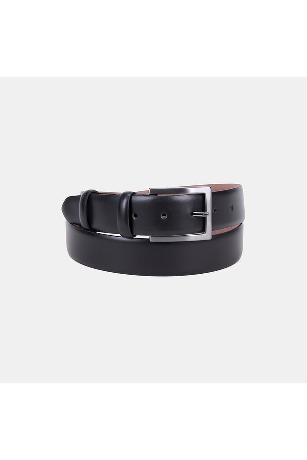 Men's Black Metal Buckle Leather Classic Belt