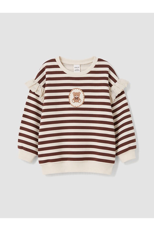 I Ruffled Striped Thick Sweatshirt for Girls from Freezen Store