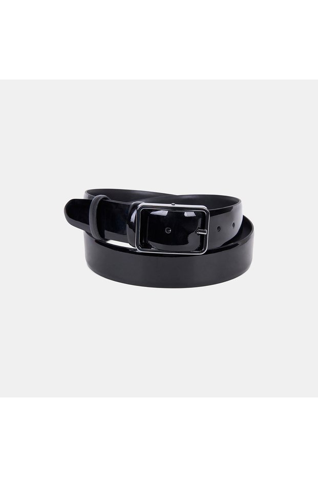 Men's Black Double-Sided Classic Patent Leather Belt