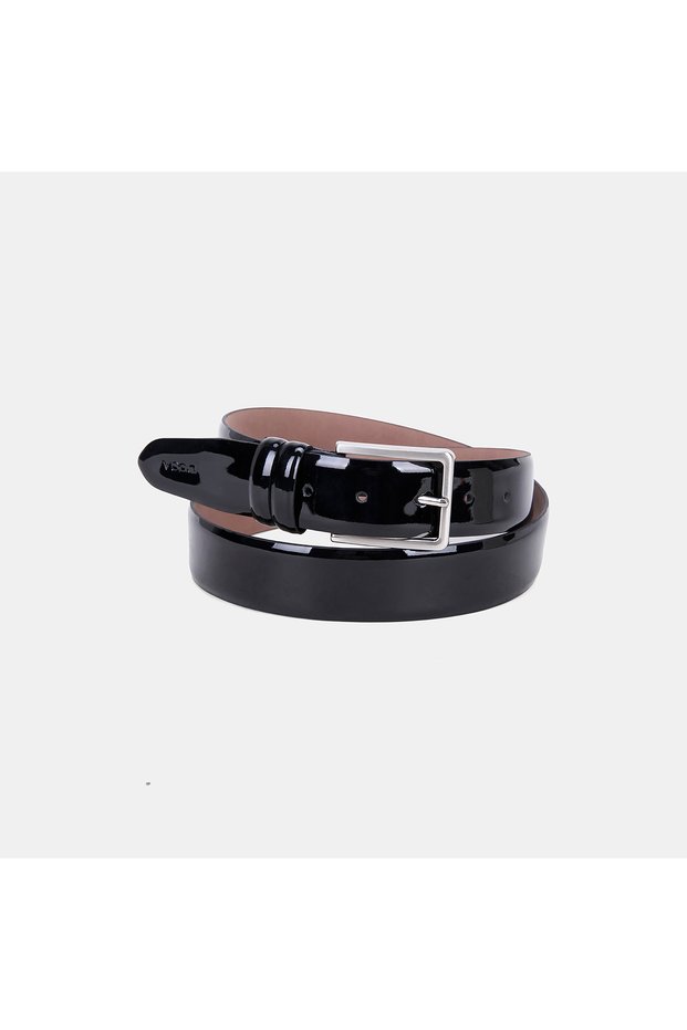 Men's Black Classic Patent Leather Belt