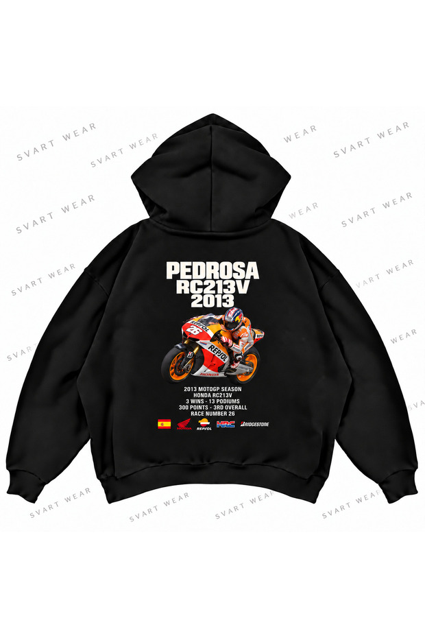 Dani Pedrosa · Honda Rc213V · 2013 Graphic Printed Oversize Boxy Hooded Sweatshirt