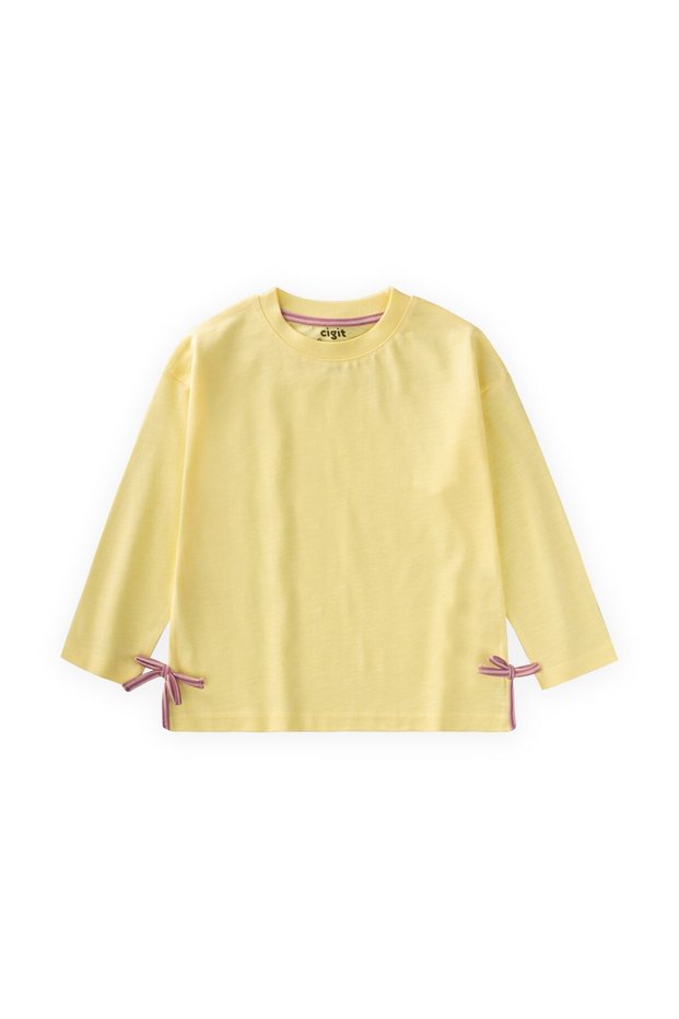 Seasonal T-Shirt with Slit Detail, 2-10 Years, Yellow