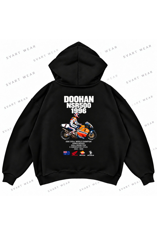 Mick Doohan · Honda Nsr500 · 1996 Printed Black Oversize Boxy Hoodie Sweatshirt