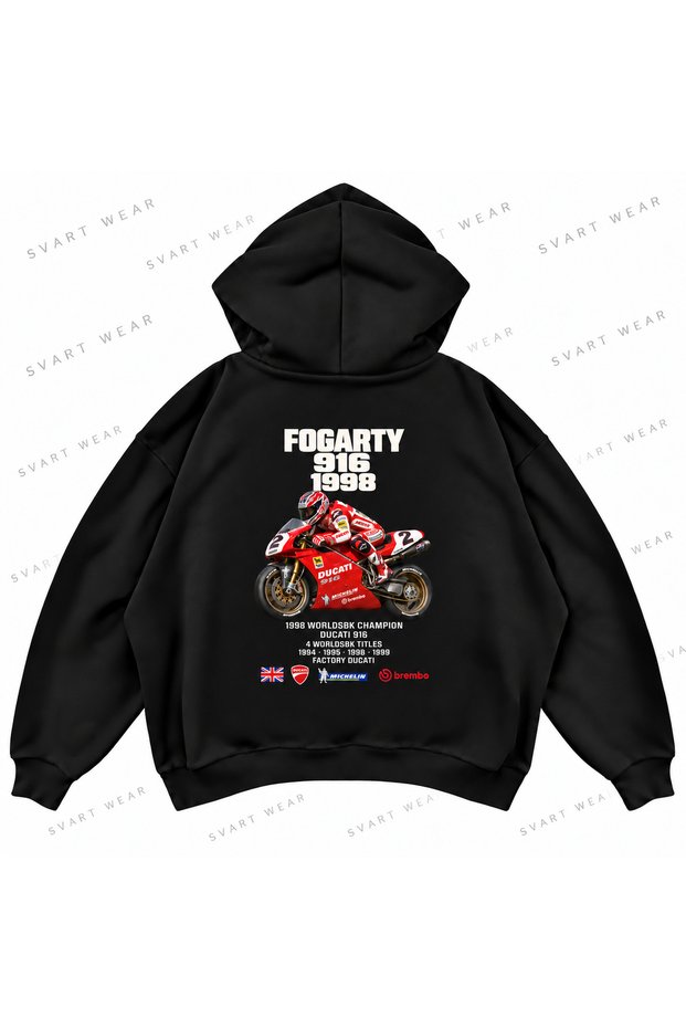 Carl Fogarty · Ducati 916 · 1998 Front and Back Printed Oversized Boxy Hoodie