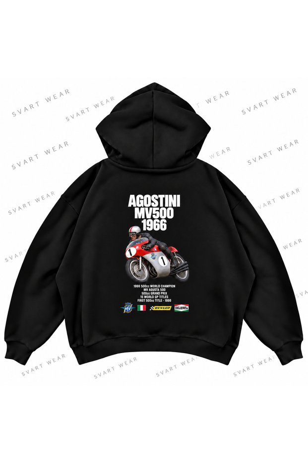 Giacomo Agostini · Mv Agusta 500 · 1966 Graphic Printed Oversize Boxy Hooded Sweatshirt