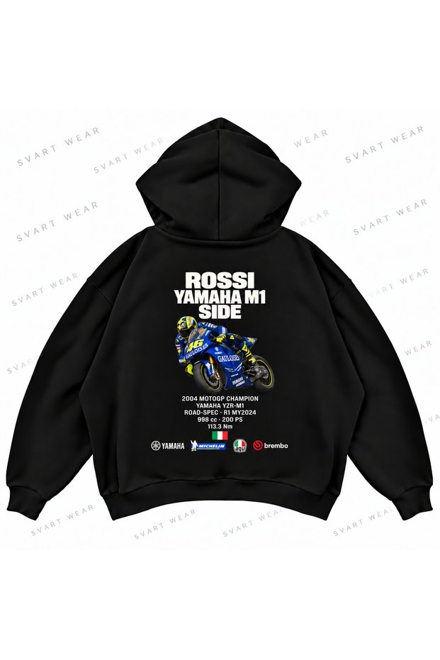 Valentino Rossi · Yamaha Yzr-M1 · 2004 Graphic Printed Oversize Boxy Hooded Sweatshirt