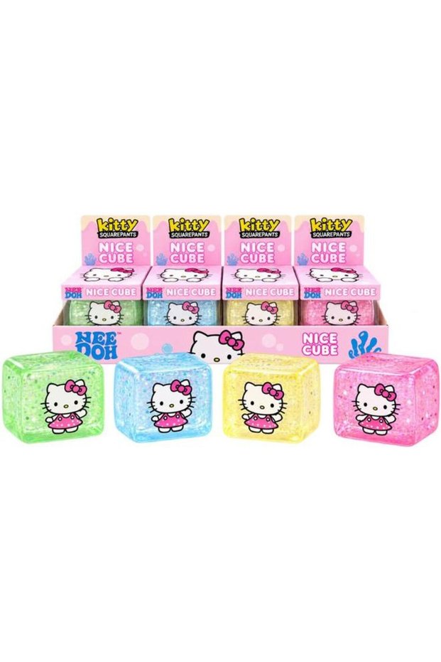 Hello Kitty Nice Cube Glitter Squishy Fidget Toy – Assorted Colors – 1 Piece, Random Color