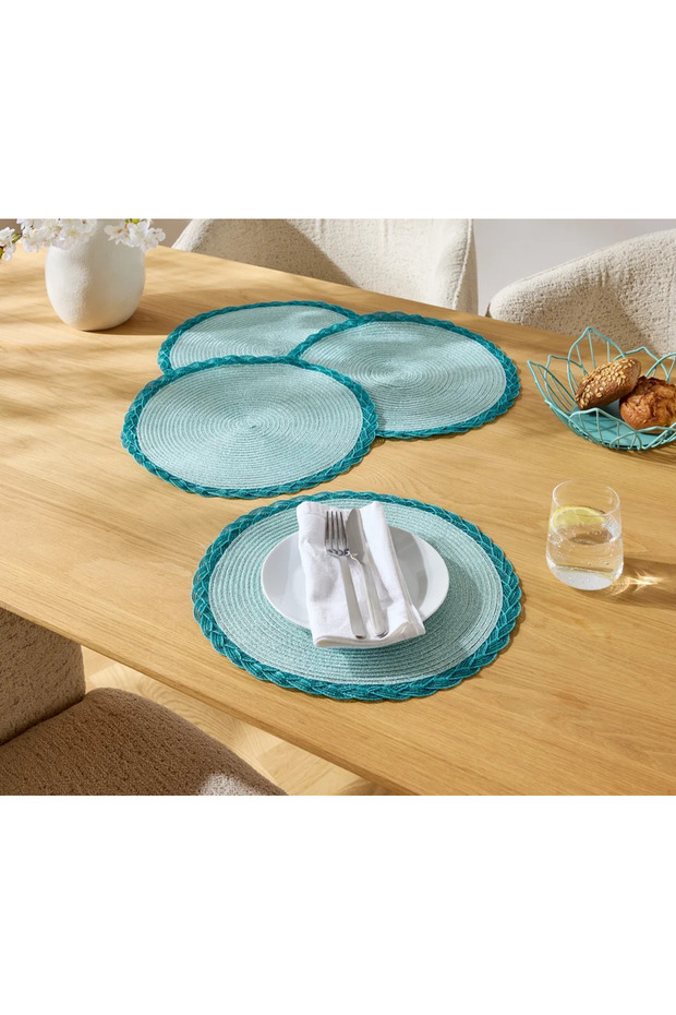 4 American Service Plates, Turquoise