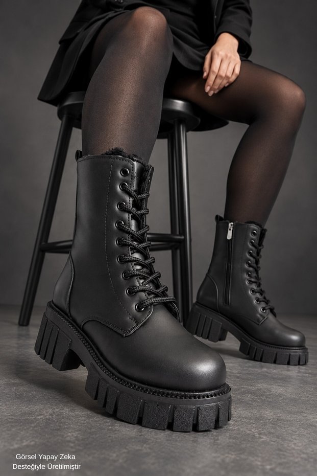 Calvena High Anti-Slip Rubber Sole Zippered Waterproof Winter Women's Boots with Fur Inside