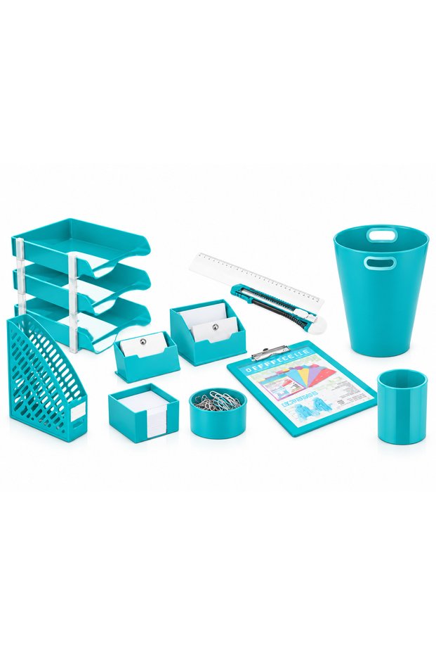 Turkuaz All-In-One Office Set Plastic Desktop Office Set All-In-One 12 Types