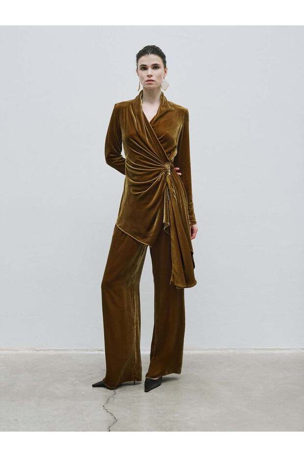 Draped Velvet Blouse