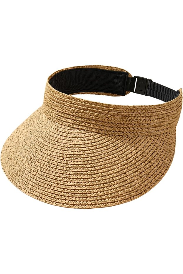 Foldable Straw Sun Visor for Women, Wide Brim Roll-Up Beach Hat