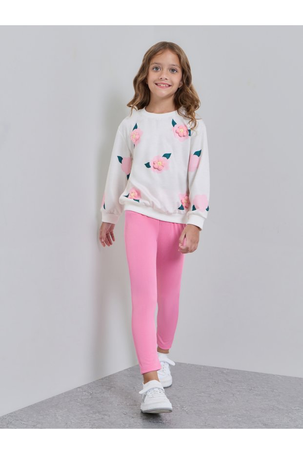 Girls Floral Applique Sweatshirt and Leggings Set