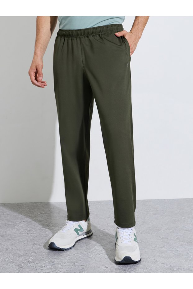 Men Olive 4-Way Stretch Active Track Pants