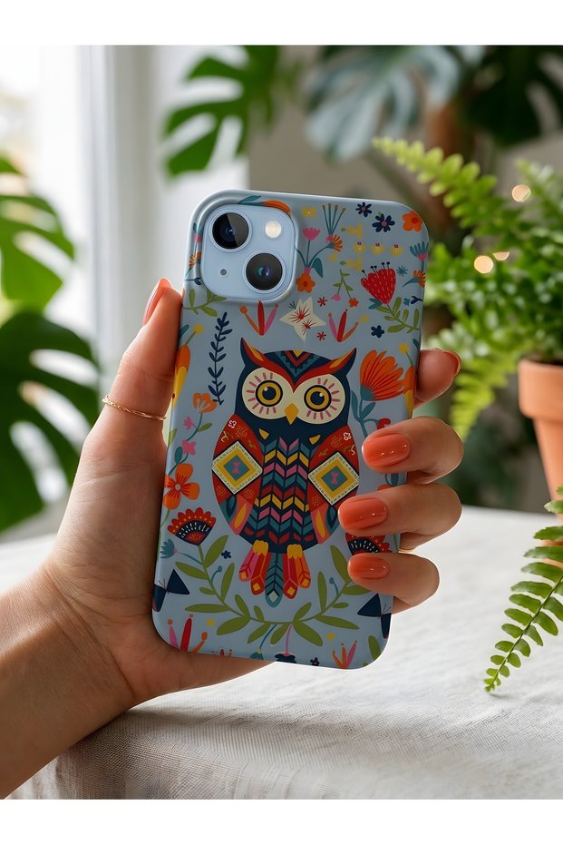 iPhone 15 Plus Compatible Launch Silicone Night Owl Themed Shock Absorbing Case Blue