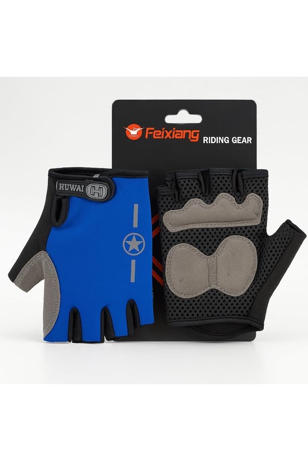 Half Finger Cycling Gloves – Breathable Anti-Slip Padded Palm Bike Gloves for Men & Women – Adjustable Wrist Strap, Shock Absorbing Mesh Design – Ideal for MTB, Road, and Fitness Training
