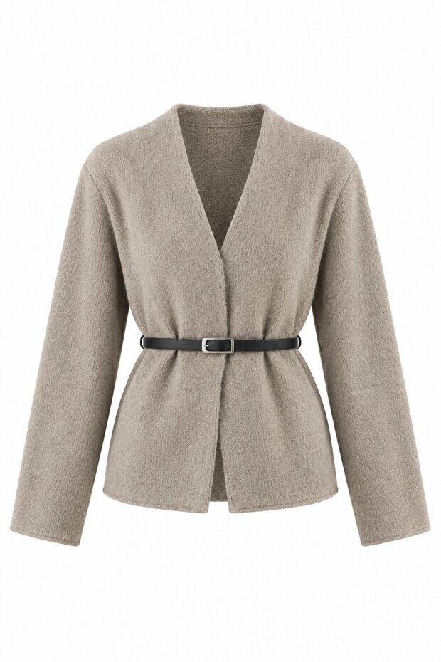 Light Mink Belted Cardigan - 2Y241084