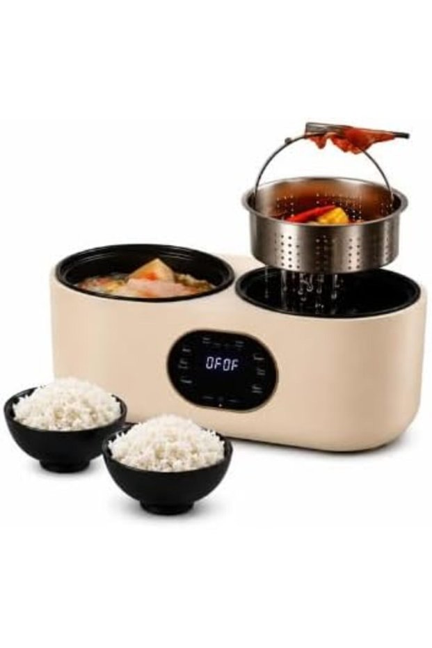 Double Pot Cooker, 450W+450W, Non-Stick, Digital Timer