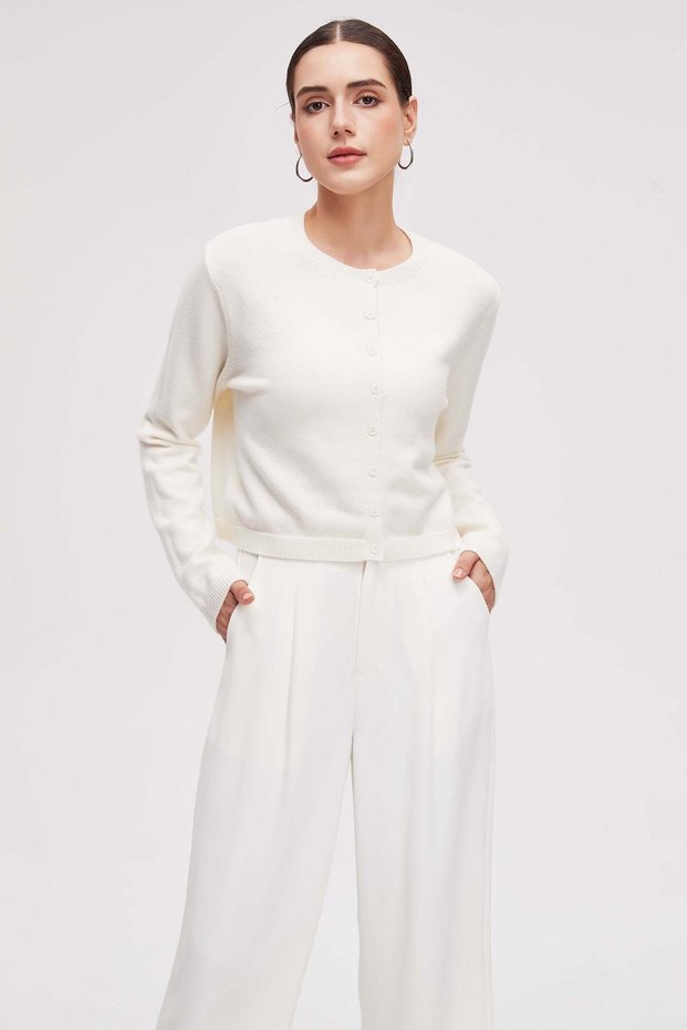 Plain Long-Sleeved Cardigan