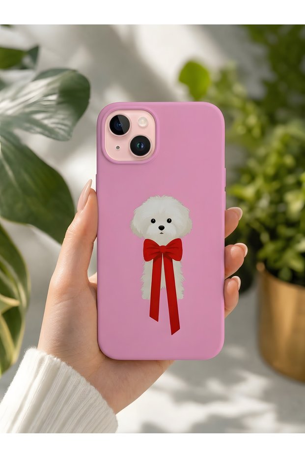 iPhone 15 Plus Compatible Launch Silicone Friendly Dog-Themed Shock-Absorbing Case Pink