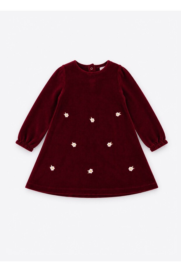 Organic Velvet Flowers Dress Red