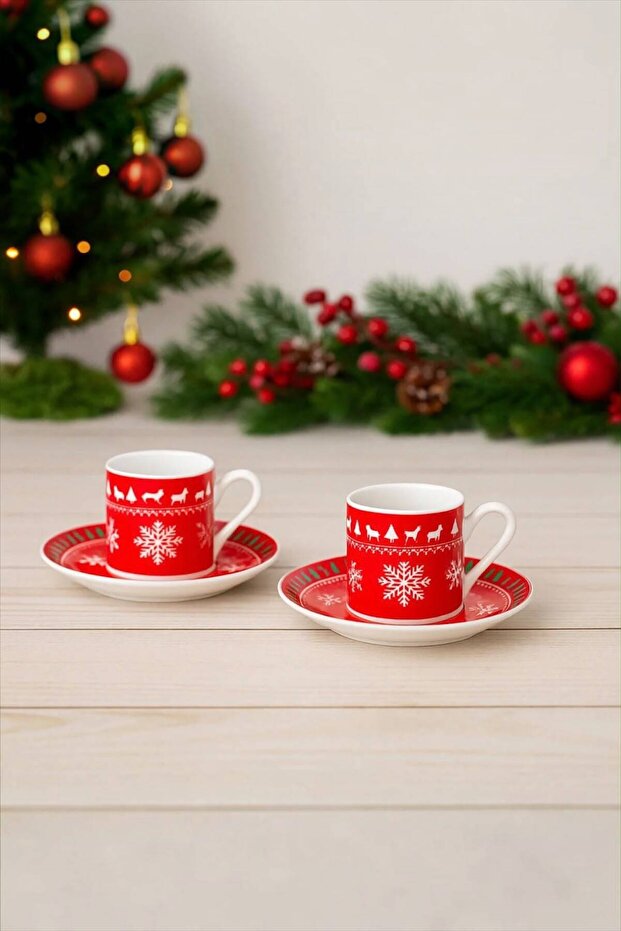 2-Person New Year Patterned Porcelain Coffee Cup