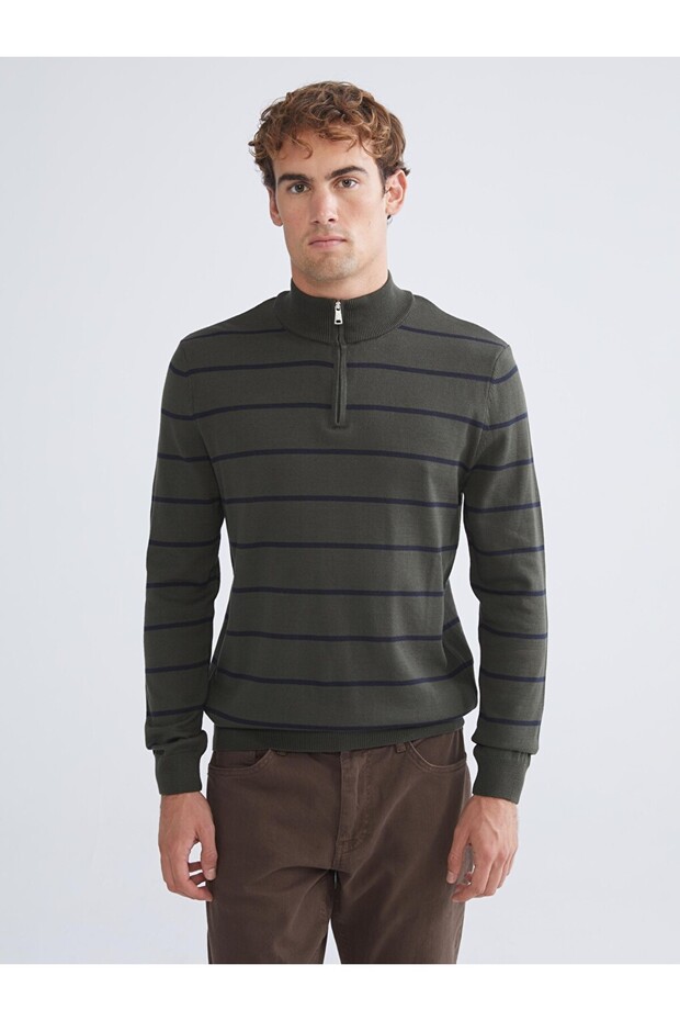 I Dik Roba Collar Striped Men's Knitwear Sweater from Freezen Store