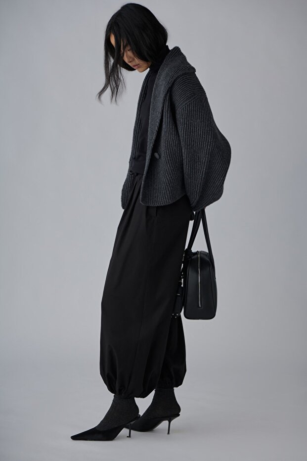 Anthracite Mana Oversize Wool Knitwear Cardigan