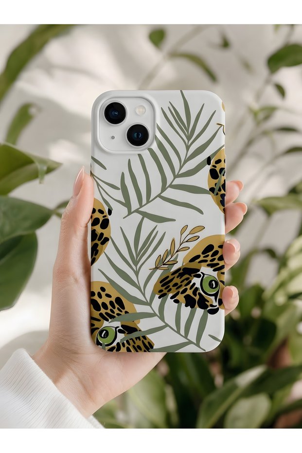 iPhone 15 Plus Compatible Launch Silicone Eye-Catching Leopard Eye Themed Shock-Absorbing Case White
