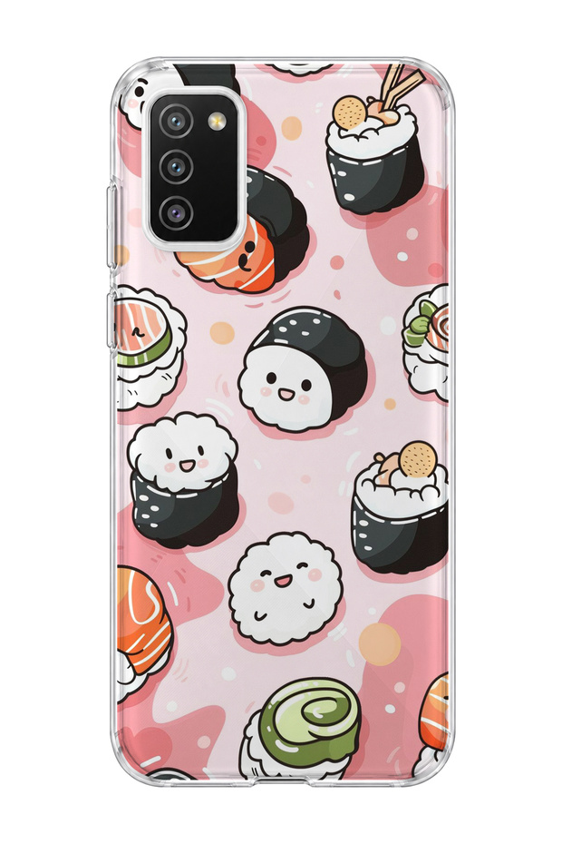 Samsung Galaxy A02S Compatible Cute Sushi Printed Transparent Phone Case