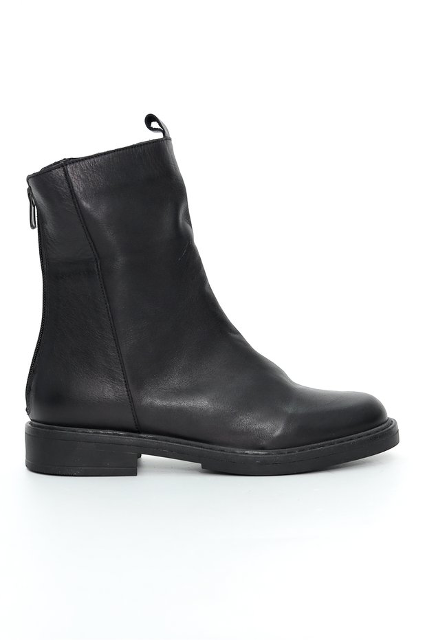 Genuine Leather Zippered Black Women's Boots - 273404