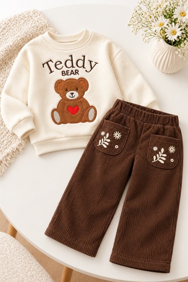 Boys' Set Long Sleeve Sweatshirt and Corduroy Pants Set