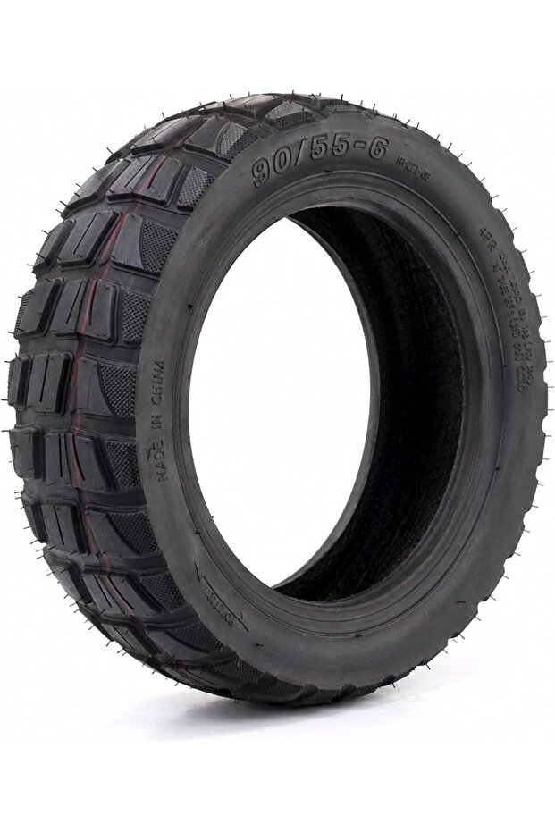90/55-6 Tubeless Electric Scooter Tire, Premium Pneumatic Replacement Tyre with Deep Block Tread, Heavy Duty Rubber, High Grip, Shock Absorbing, Wear Resistant, Front & Rear Wheel Compatible