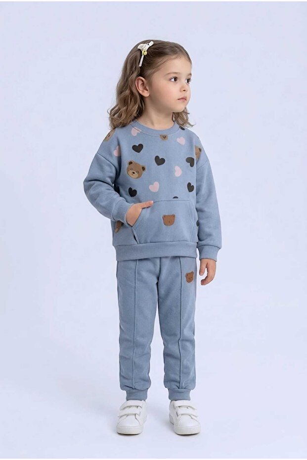 Three-Ply Sharded Combed Cotton Sweatshirt Children's Set