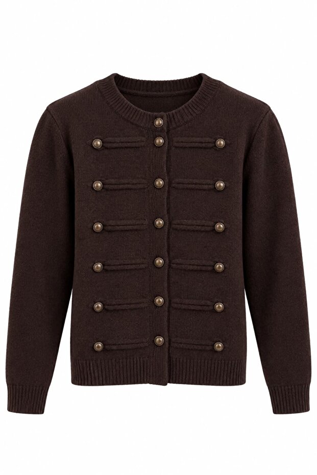 Gold Button Detailed Knitwear Cardigan