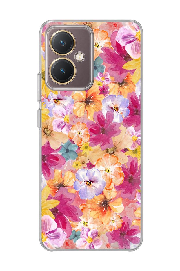 Vivo Y27 Compatible Tiny Flower Watercolor Printed Transparent Phone Case