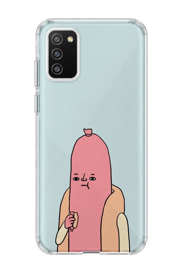 Samsung Galaxy A02S Compatible Funny Sausage Character Printed Transparent Phone Case