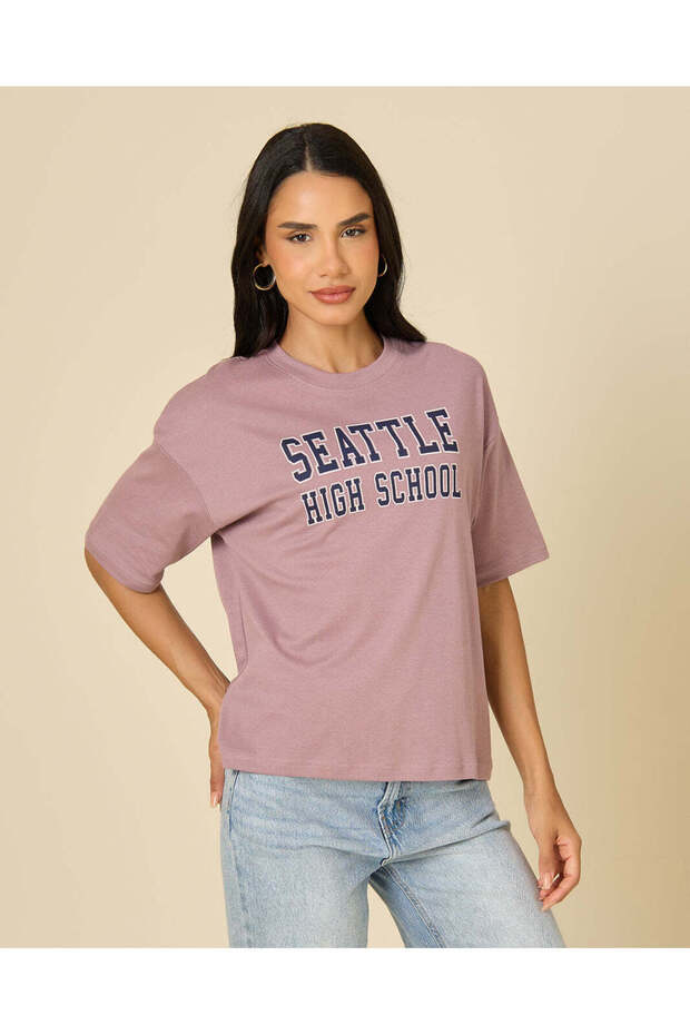 Women Dusty Pink Seattle Graphic T-Shirt