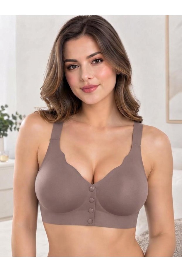 Layza Front Buttoned Laser Seamless Non-Wired Padded Non-Marking Bra 8828