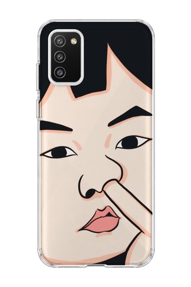 Samsung Galaxy A02S Compatible Funny Face Nose Printed Transparent Phone Case