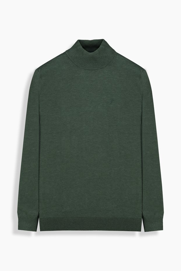 Interview Slim Fit Soft Woven Fabric Half Fisherman Sweater