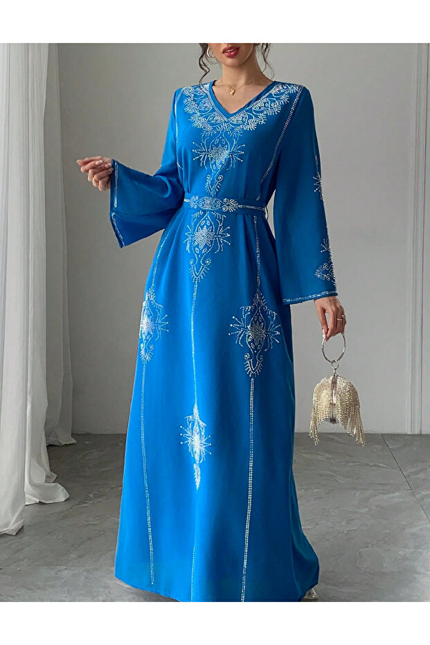 Rochie lunga, Albastru