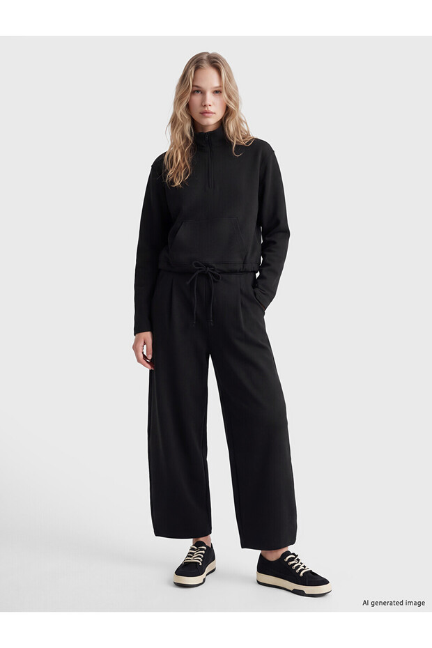 Peak New Season Black Women's Sweatpants with Elastic Waist