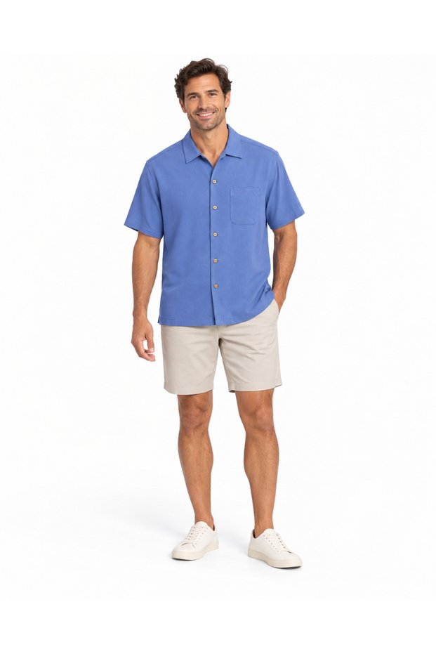 Men's Silk Shirt – Regular Fit & Lightweight, French Blue