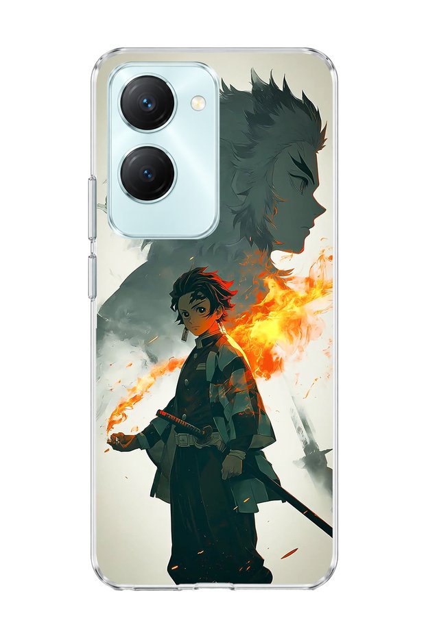 Vivo Y18 Compatible Anime Fire Shadow Printed Transparent Phone Case