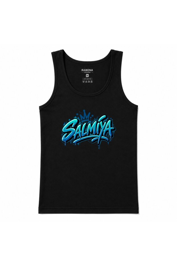 Salmiya Kuwait Men's Graphic Printed Tank Top - Blue Crown Urban Graffiti Design