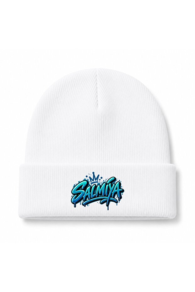 Salmiya Kuwait Graphic Printed Beanie - Blue Crown Urban Graffiti Design