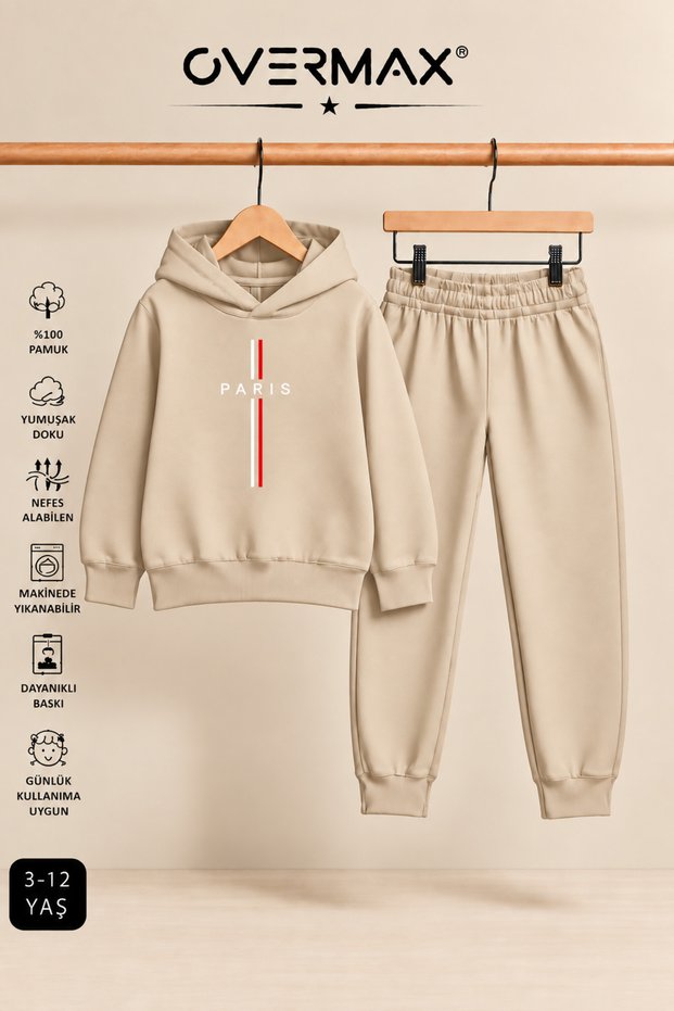 Paris Printed Children's Hooded Tracksuit Set – Ages 3-12