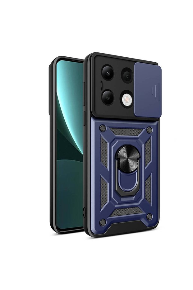 Xiaomi Redmi Note 13 4g Case Sliding Camera Protector Magnetic Stand Tank Protection